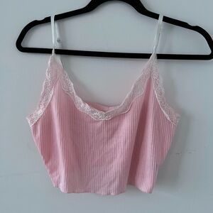 shein y2k lace cami pink cropped top